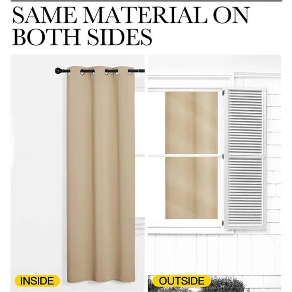 Bedroom Room Darkening Curtains - Biscotti Beige, 1 Pair, 55 inches by 96 Inch
